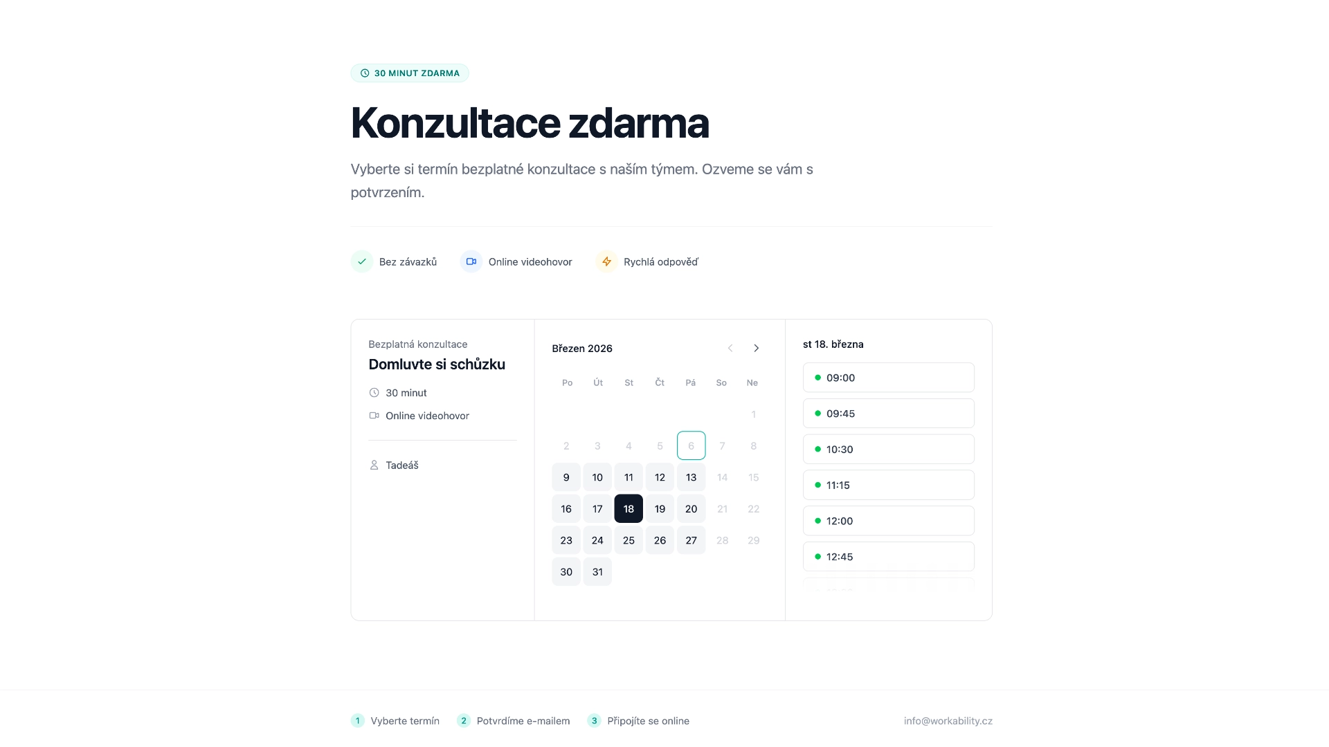 Rezervační systém Workability