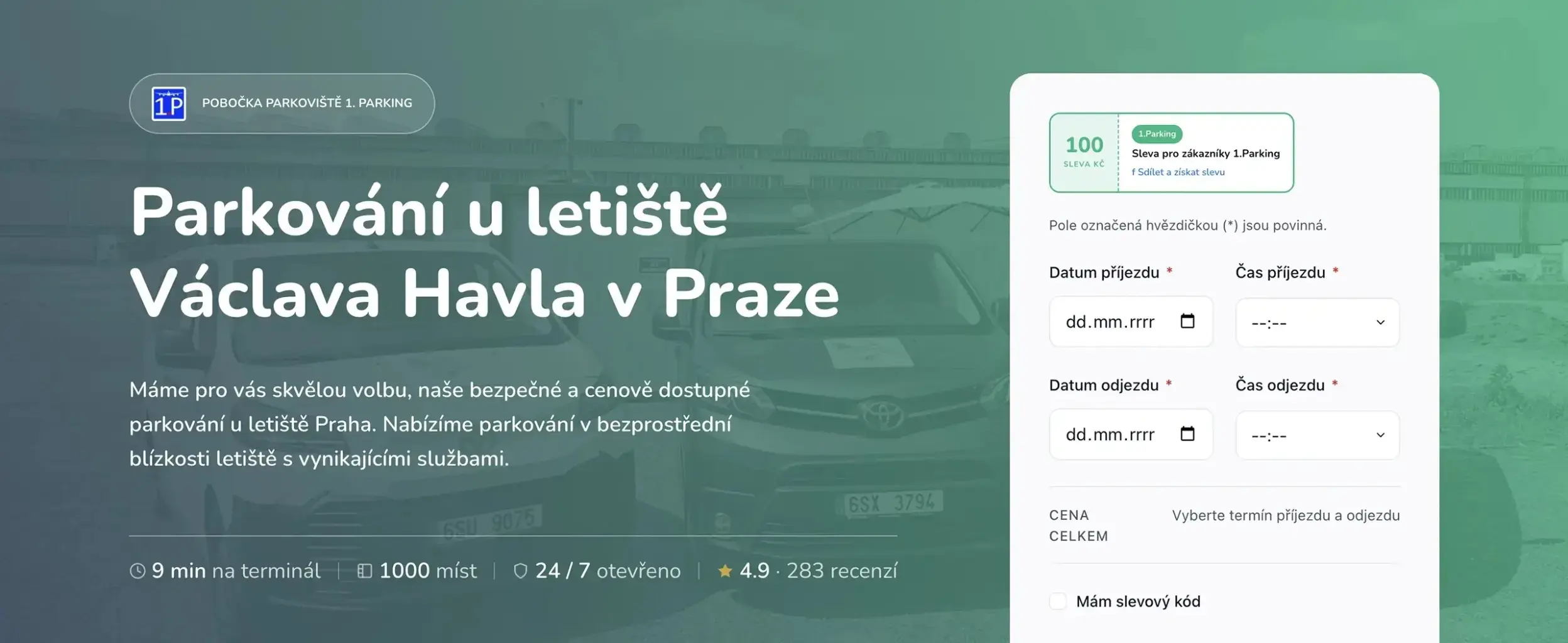 U-Letadla / Webová stránka pro parkoviště